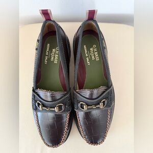 G.H. Bass & Co. Weejuns Nicholas Daley Brown Croc-Embossed Leather Bit Loafers